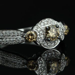 LeVian Engagement Ring / Chocolate & Vanilla Diamond / 14K